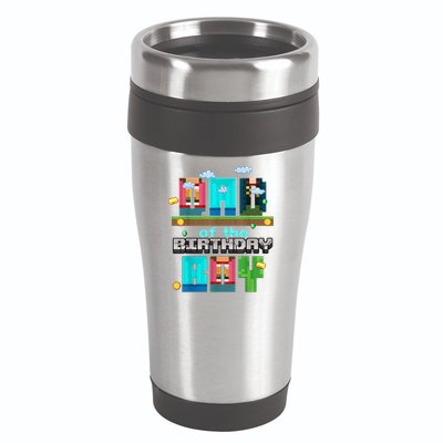 Dad Of The Birthday Boy Video Game Pixel 16oz Travel Tumbler