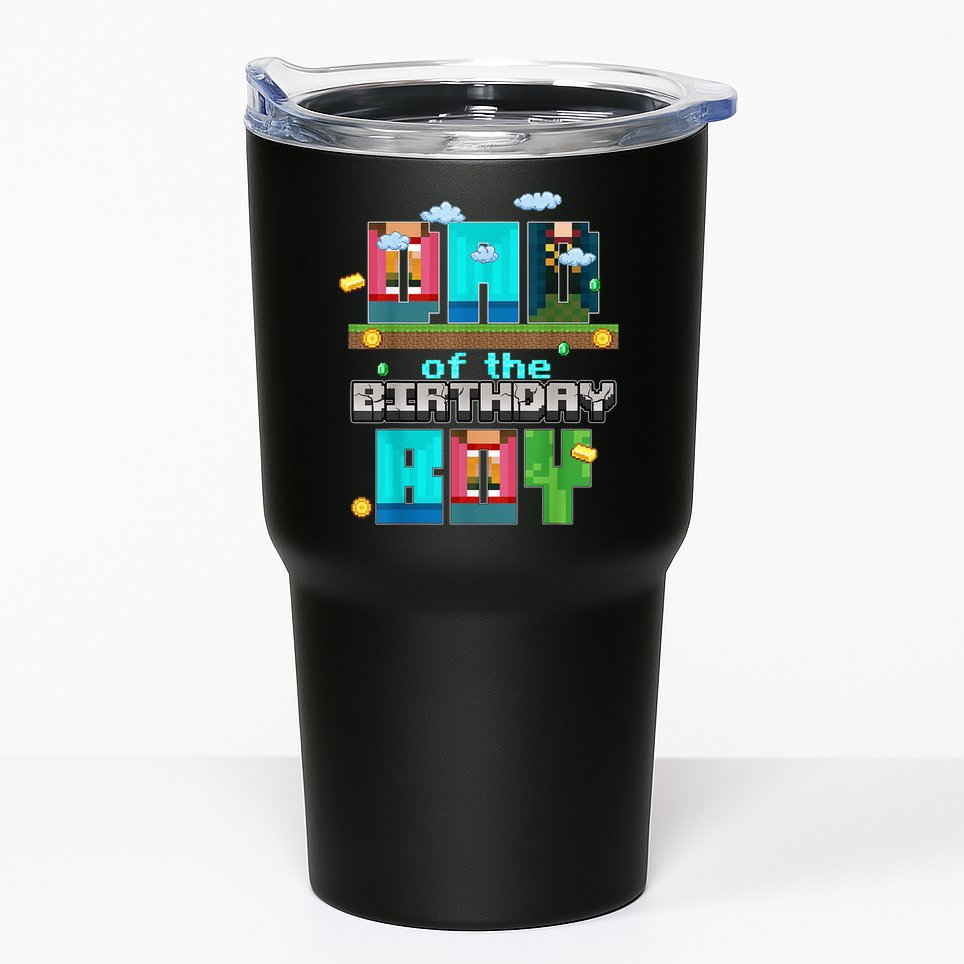 Dad Of The Birthday Boy Video Game Pixel Tumbler