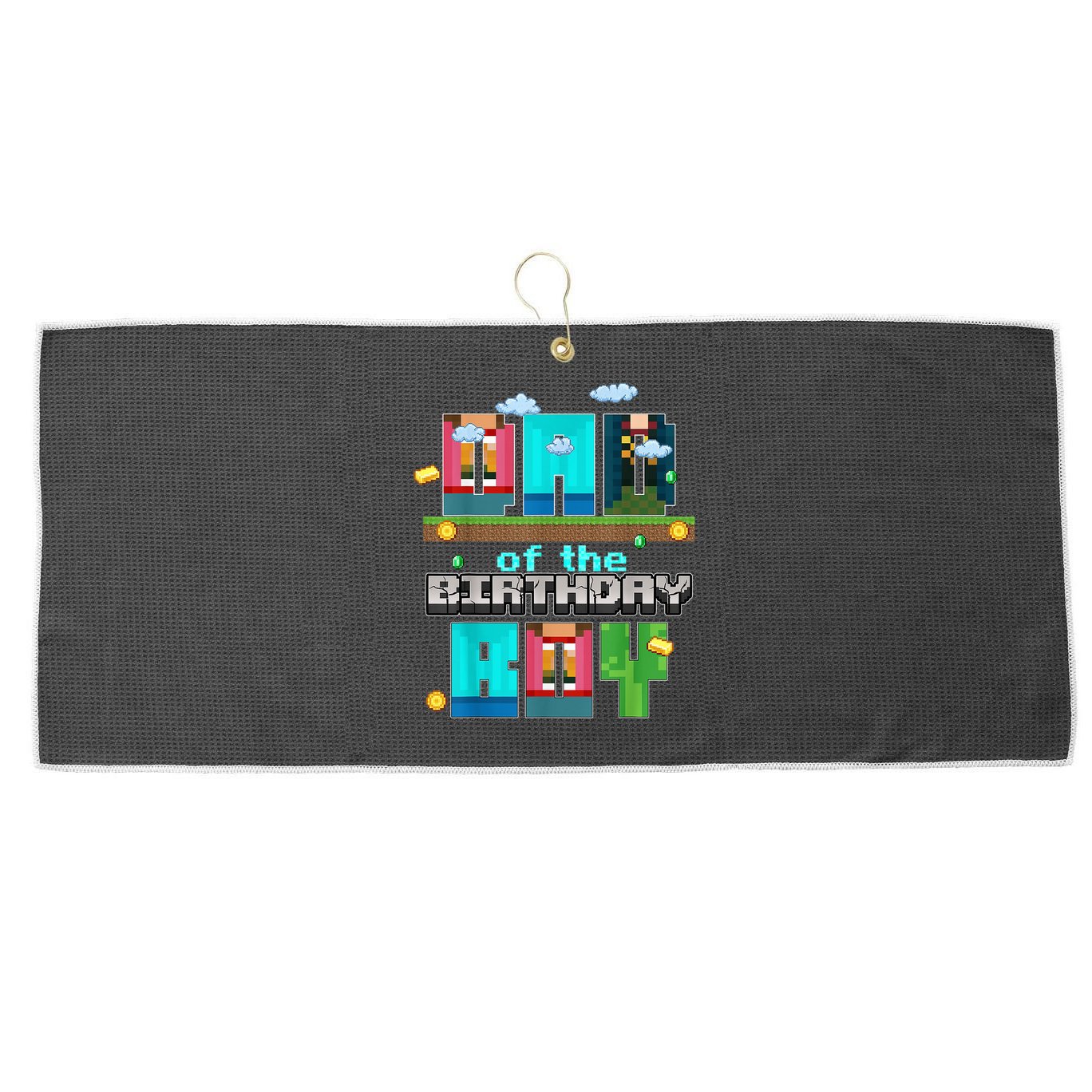 Dad Of The Birthday Boy Video Game Pixel Large Microfiber Waffle Golf Towel