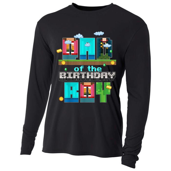 Dad Of The Birthday Boy Video Game Pixel Cooling Performance Long Sleeve Crew
