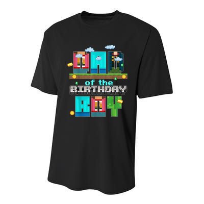 Dad Of The Birthday Boy Video Game Pixel Youth Performance Sprint T-Shirt