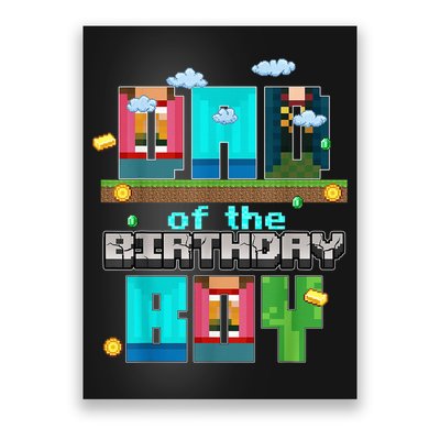 Dad Of The Birthday Boy Video Game Pixel Poster