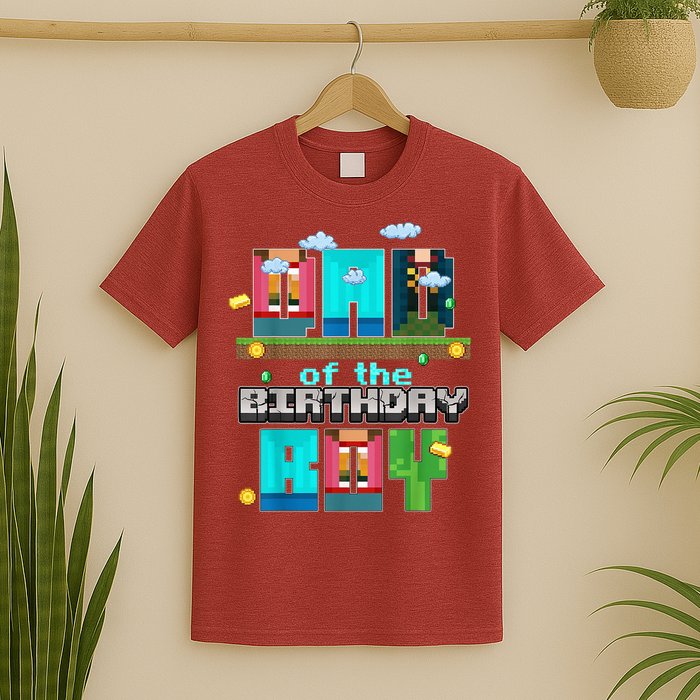 Dad Of The Birthday Boy Video Game Pixel T-Shirt