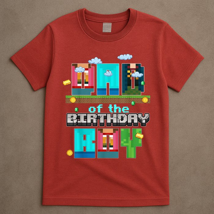 Dad Of The Birthday Boy Video Game Pixel T-Shirt