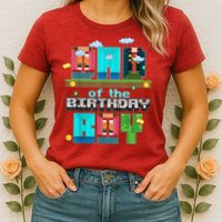 Dad Of The Birthday Boy Video Game Pixel Womens T-Shirt