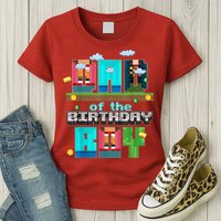 Dad Of The Birthday Boy Video Game Pixel Womens T-Shirt