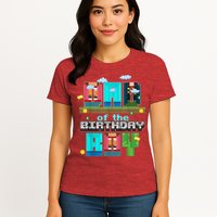Dad Of The Birthday Boy Video Game Pixel Womens T-Shirt