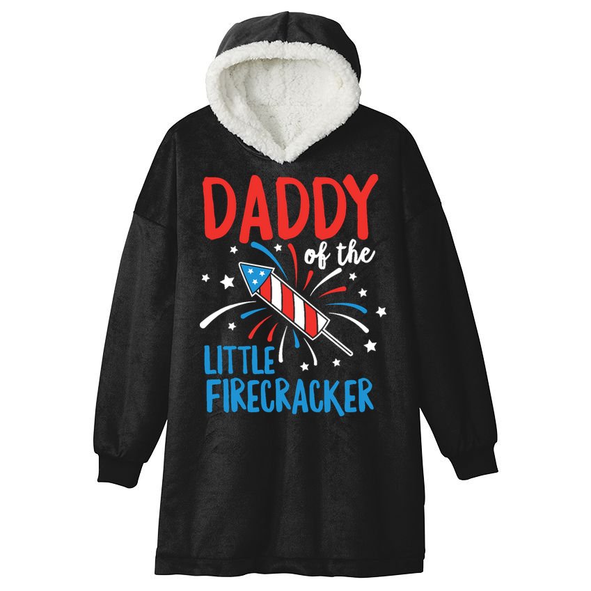 Daddy Of The Little Firecracker Pregnancy Announcement Hooded Wearable Blanket