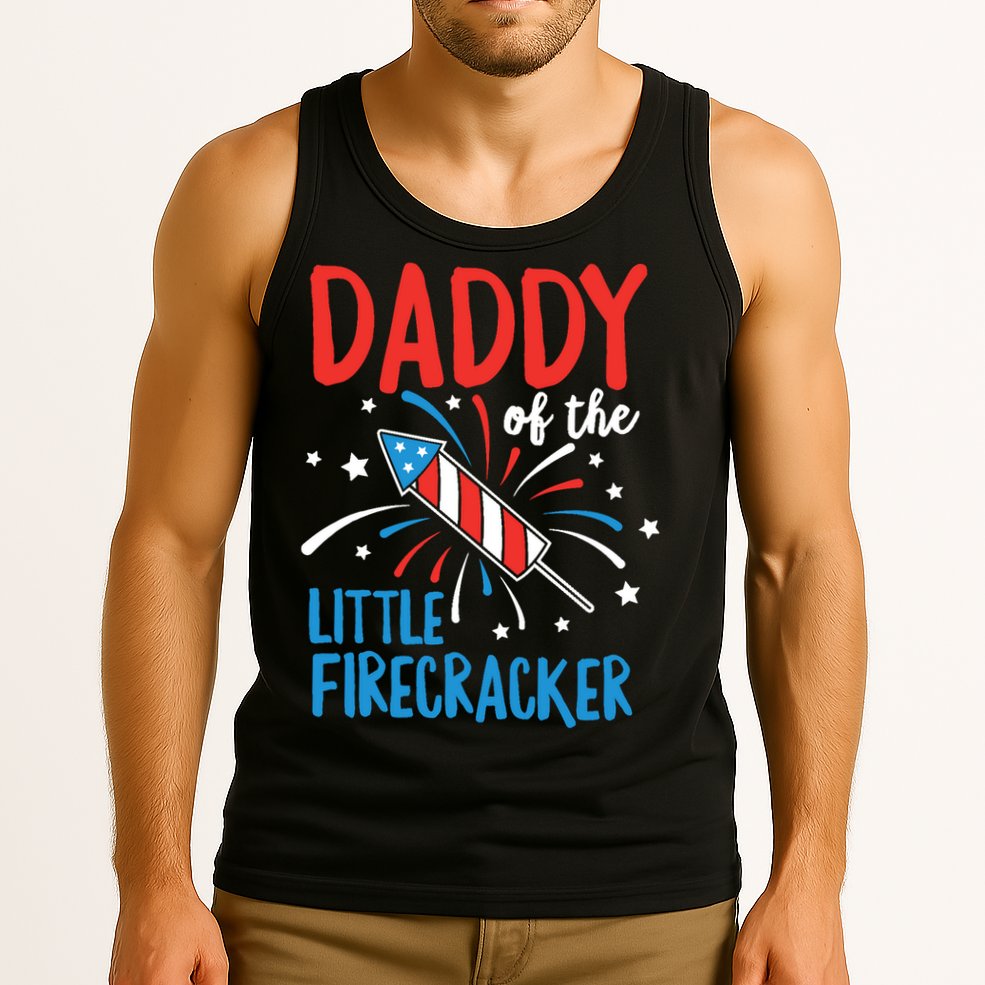 Daddy Of The Little Firecracker Pregnancy Announcement Tank Top