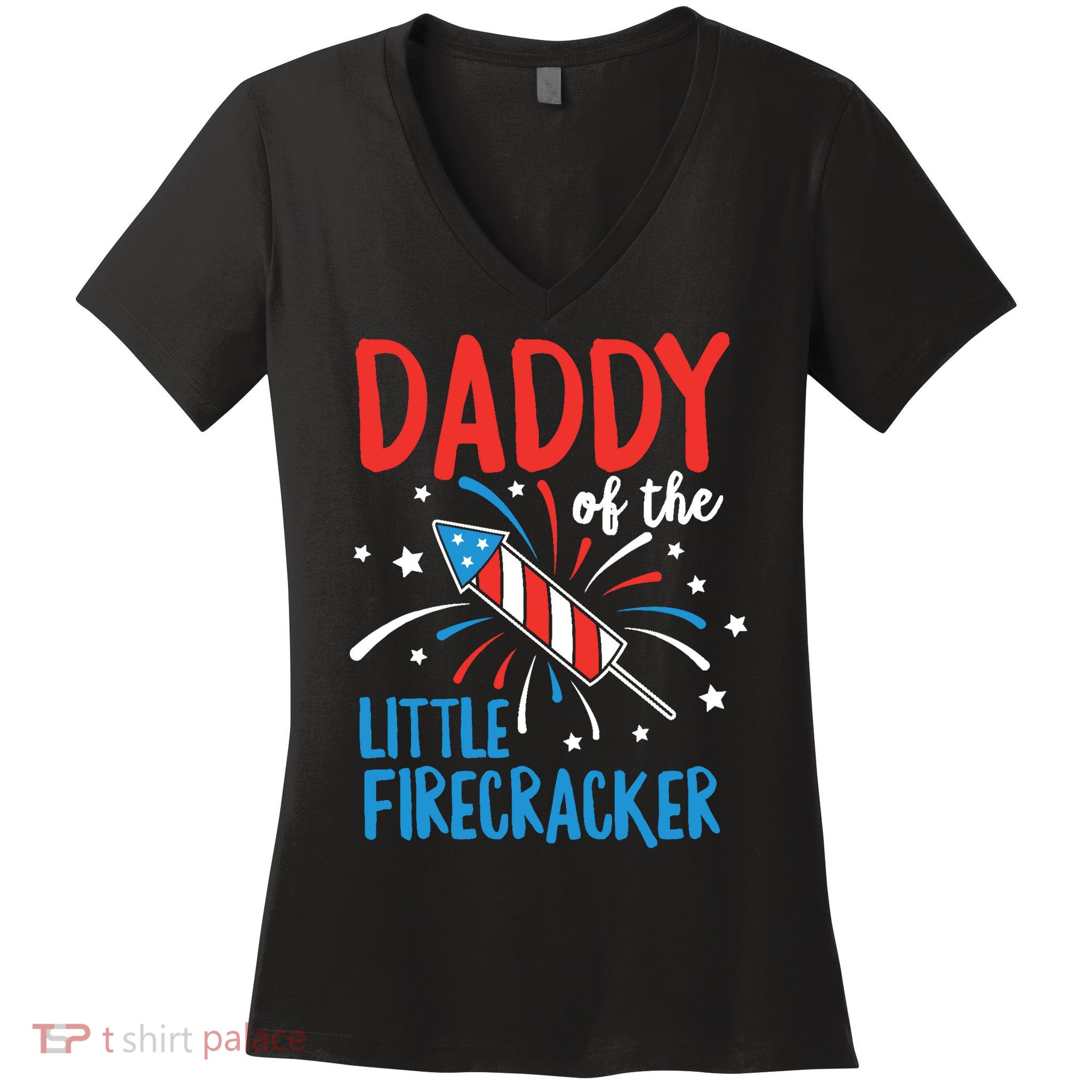 Daddy Of The Little Firecracker Pregnancy Announcement Women's V-Neck T-Shirt