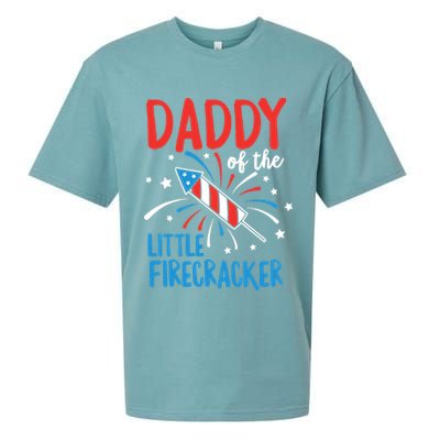 Daddy Of The Little Firecracker Pregnancy Announcement Sueded Cloud Jersey T-Shirt