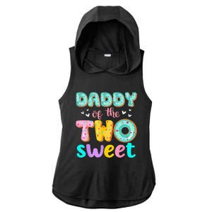 Daddy Of The Two Sweet Donut Birthday Family Theme Ladies PosiCharge Tri-Blend Wicking Draft Hoodie Tank