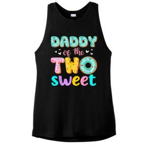 Daddy Of The Two Sweet Donut Birthday Family Theme Ladies PosiCharge Tri-Blend Wicking Tank