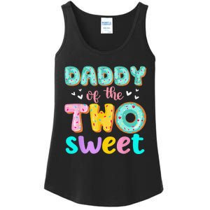 Daddy Of The Two Sweet Donut Birthday Family Theme Ladies Essential Tank