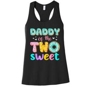 Daddy Of The Two Sweet Donut Birthday Family Theme Women's Racerback Tank