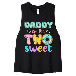 Daddy Of The Two Sweet Donut Birthday Family Theme Women's Racerback Cropped Tank