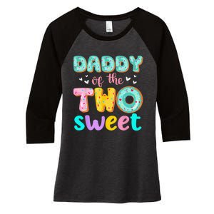 Daddy Of The Two Sweet Donut Birthday Family Theme Women's Tri-Blend 3/4-Sleeve Raglan Shirt