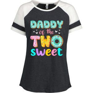 Daddy Of The Two Sweet Donut Birthday Family Theme Enza Ladies Jersey Colorblock Tee