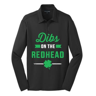 Dibs On The Redhead For St Patricks Day Party Silk Touch Performance Long Sleeve Polo