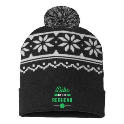 Dibs On The Redhead For St Patricks Day Party USA-Made Snowflake Beanie