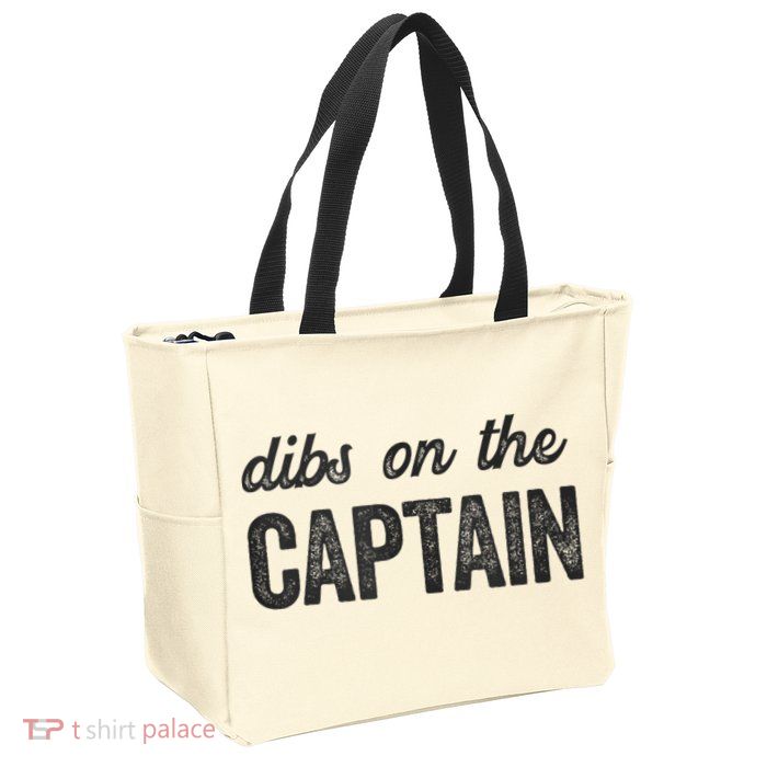 Dibs On The Captain Funny Captain Wife Zip Tote Bag
