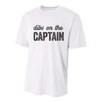 Dibs On The Captain Funny Captain Wife Youth Performance Sprint T-Shirt