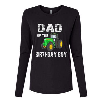 Dad Of The Birthday Vintage Farm Tractor Party Family Womens Cotton Relaxed Long Sleeve T-Shirt