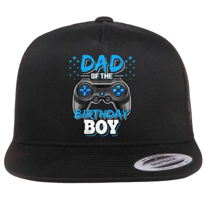 Dad Of The Birthday Boy Matching Video Gamer Birthday Party Flat Bill Trucker Hat