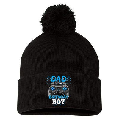 Dad Of The Birthday Boy Matching Video Gamer Birthday Party Pom Pom 12in Knit Beanie