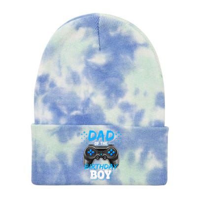 Dad Of The Birthday Boy Matching Video Gamer Birthday Party Tie Dye 12in Knit Beanie