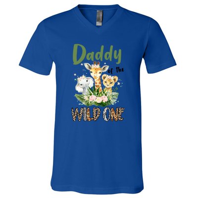 Dad Of The Wild One Zoo Theme Birthday Safari Jungle Animal V-Neck T-Shirt