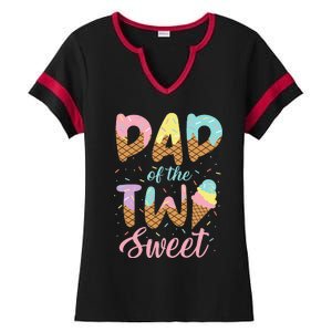 Dad of the Two Sweet Birthday Ice Cream Lovers 2nd Ladies Halftime Notch Neck Tee