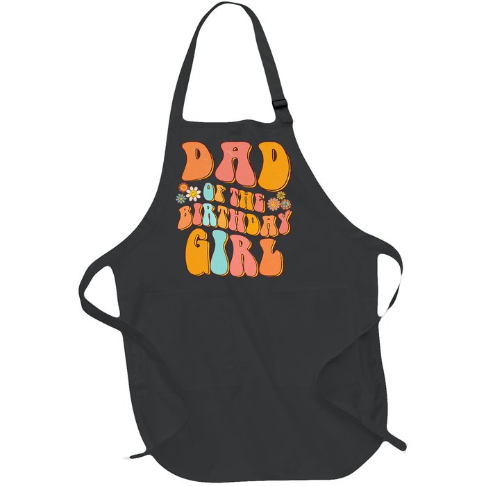 Dad Of The Birthday Vintage Groovy Papa Daddy 1st Full-Length Apron With Pockets