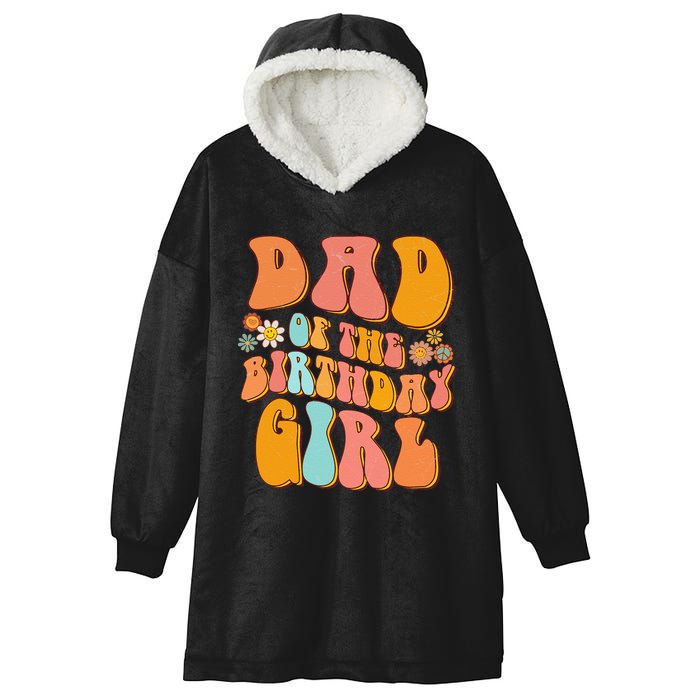 Dad Of The Birthday Vintage Groovy Papa Daddy 1st Hooded Wearable Blanket