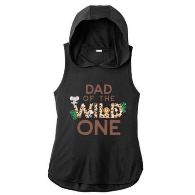 Dad Of The Wild One Animal Safari 1st Birthday Theme Family Ladies PosiCharge Tri-Blend Wicking Draft Hoodie Tank