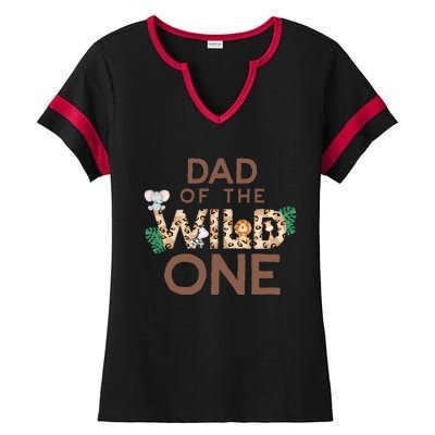 Dad Of The Wild One Animal Safari 1st Birthday Theme Family Ladies Halftime Notch Neck Tee