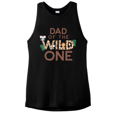 Dad Of The Wild One Animal Safari 1st Birthday Theme Family Ladies PosiCharge Tri-Blend Wicking Tank