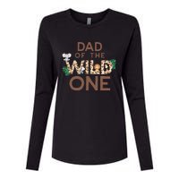 Dad Of The Wild One Animal Safari 1st Birthday Theme Family Womens Cotton Relaxed Long Sleeve T-Shirt