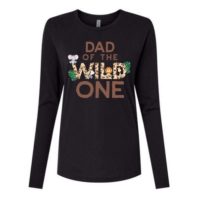 Dad Of The Wild One Animal Safari 1st Birthday Theme Family Womens Cotton Relaxed Long Sleeve T-Shirt