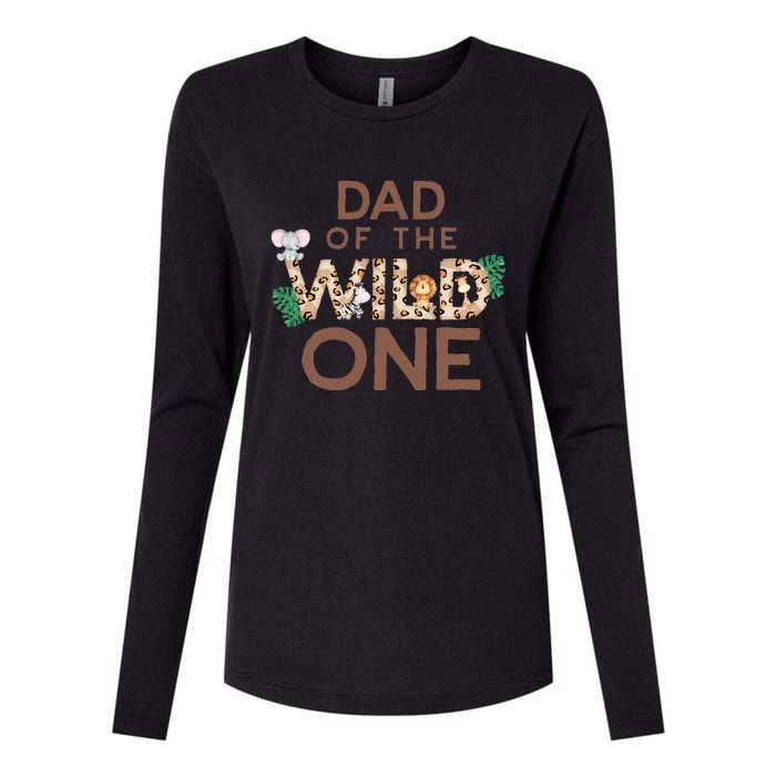 Dad Of The Wild One Animal Safari 1st Birthday Theme Family Womens Cotton Relaxed Long Sleeve T-Shirt