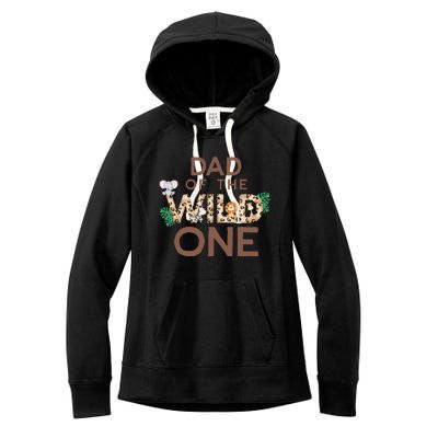 Dad Of The Wild One Animal Safari 1st Birthday Theme Family Women's Fleece Hoodie