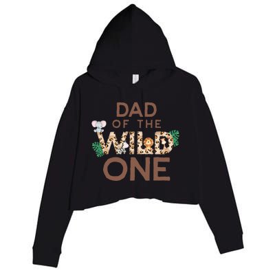 Dad Of The Wild One Animal Safari 1st Birthday Theme Family Crop Fleece Hoodie