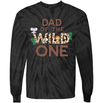 Dad Of The Wild One Animal Safari 1st Birthday Theme Family Tie-Dye Long Sleeve Shirt