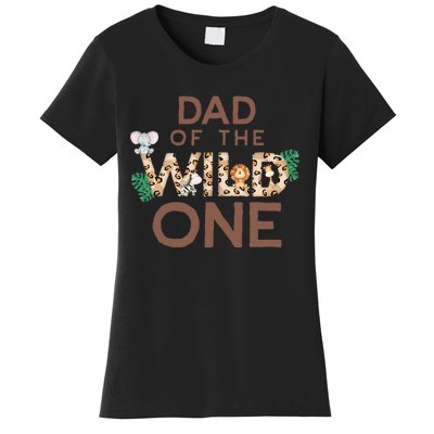 Dad Of The Wild One Animal Safari 1st Birthday Theme Family Women's T-Shirt