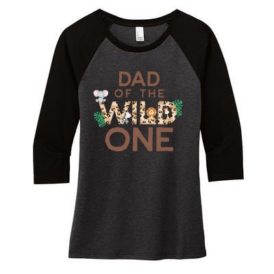 Dad Of The Wild One Animal Safari 1st Birthday Theme Family Women's Tri-Blend 3/4-Sleeve Raglan Shirt