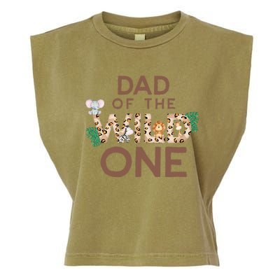 Dad Of The Wild One Animal Safari 1st Birthday Theme Family Garment-Dyed Women's Muscle Tee