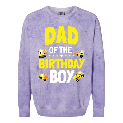 Dad Of The Birthday Boy Construction Worker Bday Party Colorblast Crewneck Sweatshirt