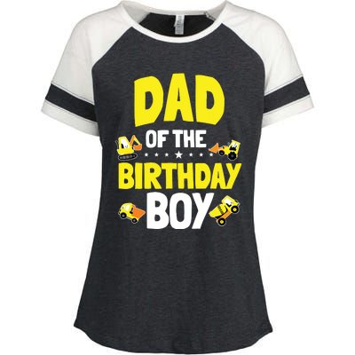 Dad Of The Birthday Boy Construction Worker Bday Party Enza Ladies Jersey Colorblock Tee