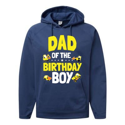 Dad Of The Birthday Boy Construction Worker Bday Party Performance Fleece Hoodie