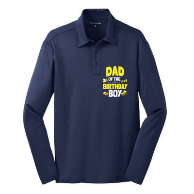 Dad Of The Birthday Boy Construction Worker Bday Party Silk Touch Performance Long Sleeve Polo